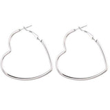 Silver colour Heart shape Hoop Earrings EA5G