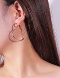 Silver colour Heart shape Hoop Earrings EA5G