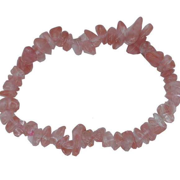Cherry Quartz Crystal Chip Elasticated Bracelet B47