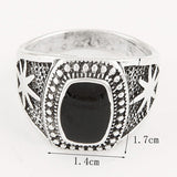 Silver tone Antique style Black Enamel Ring R8
