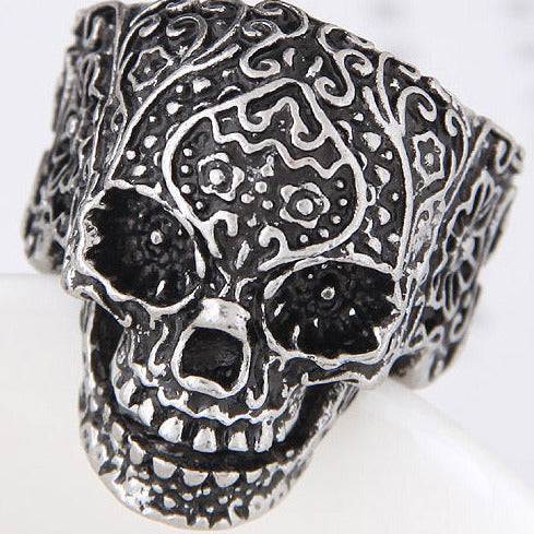 Silver Tone Large Skull Ring R14