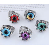 Silver Tone Adjustable  Claw Devil Eye Ring R73 Size P+ Choice of Colours