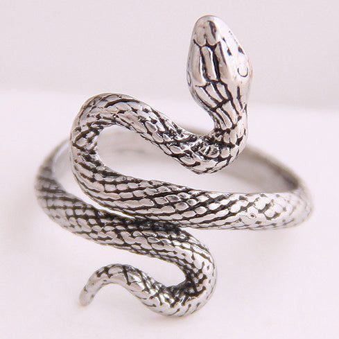 Silver Tone Adjustable Small Snake Ring R5
