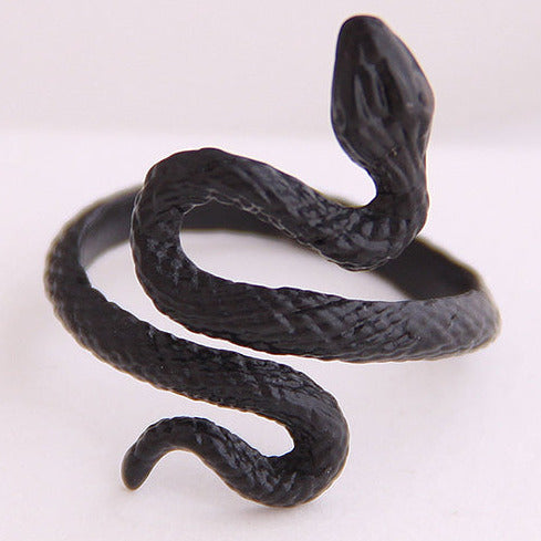 Black Alloy Adjustable Small Snake Ring R5