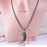 Bronze Tone Alloy Horn Shape Wax Cord Necklace N38