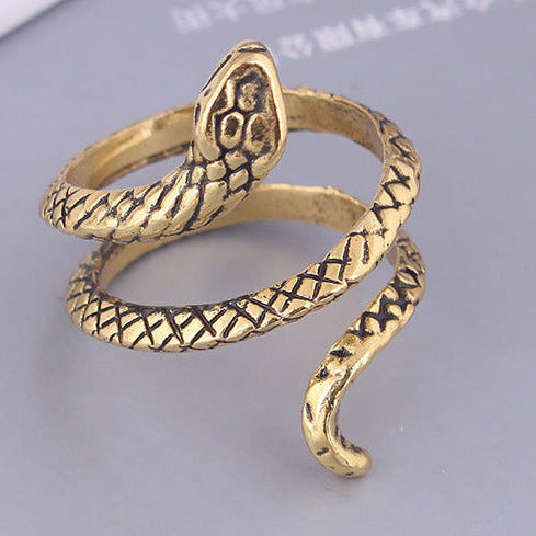 Antique Gold Tone Snake Ring R46