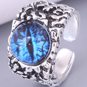 Silver Tone Adjustable Blue Eye Ring R40