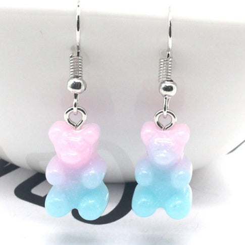 Resin Baby Blue/Pink Bear Earrings E224