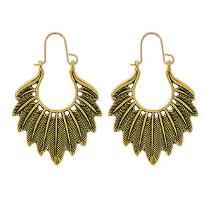 Antique Gold Tone Wing C Clasp Earrings E74