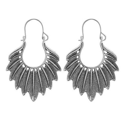 Antique Silver Tone Wing C Clasp Earrings E75