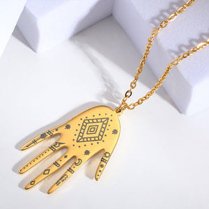 Gold Tone Hand Palmistry Necklace N66