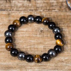 Tiger Eye & Black Onyx/Hematite  Crystal Bead Bracelet B9