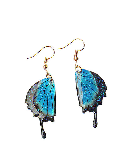 Resin  Pretty Blue/Black Butterfly Wing Earrings E50