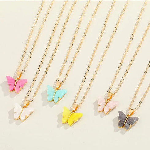 Gold Tone Chain With Size 1 Small Butterfly - Choice of Colours N1
