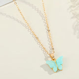 Gold Tone Chain With Size 1 Small Butterfly - Choice of Colours N1