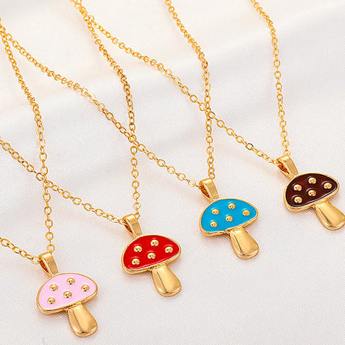 Gold Tone  Alloy Mushroom Necklace N6 Choice of colours