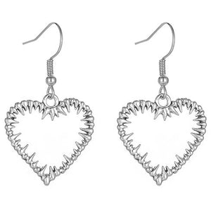 Silver Tone Hollow Heart 3cm Earrings E132