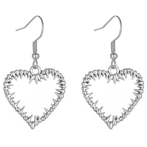 Silver Tone Hollow Heart 3cm Earrings E132
