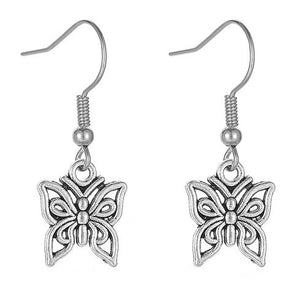 Silver Tone Very Small Butterfly Hook Earrings E110