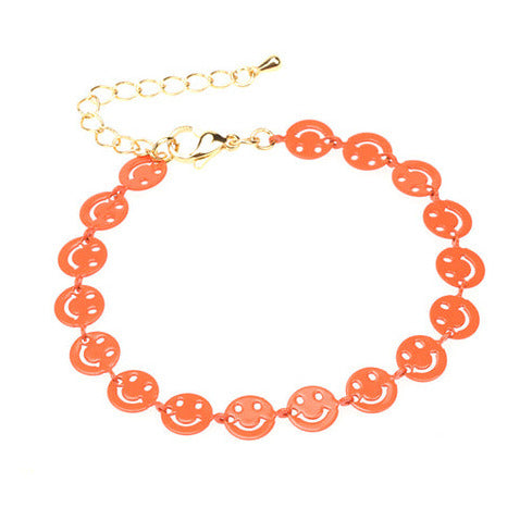 Alloy Orange Colour Smiley Face Link Bracelet B5A