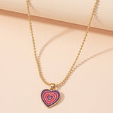 Gold Tone Purple/Red Y2K Heart Necklace N22