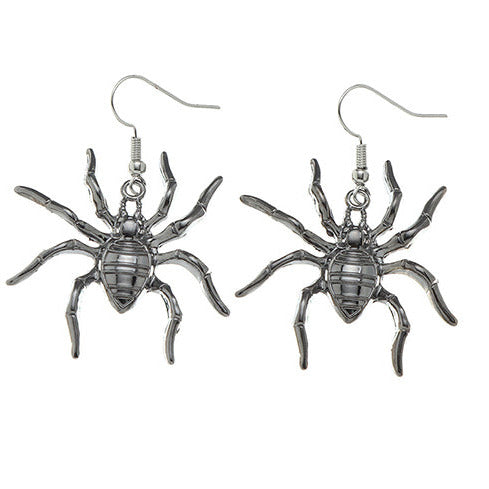 Silver Tone Alloy Spider Earrings E22