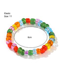 Colourful X5 Small Beaded Stretchy Rings R39