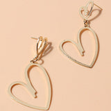 Gold Tone Double Hollow Heart Stud Earrings E187