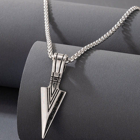 Silver Tone Long Arrow Style Pendant Nacklace N24