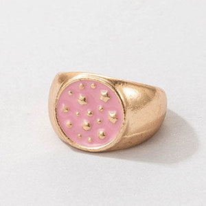 Gold Tone Pink Signet Ring R60 Size M