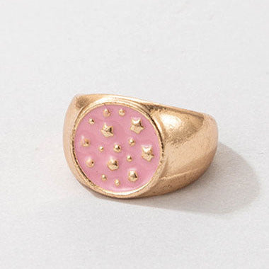 Gold Tone Pink Signet Ring R60 Size M