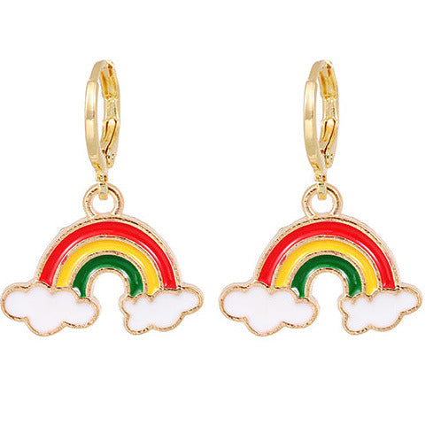 Gold Tone Small Rainbow/Cloud Earrings E101 Choice of 2 Colourways