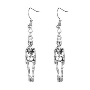 Silver Tone Skeleton Earrings E141