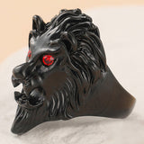 Black Large Lion Head Ring R53 Size V