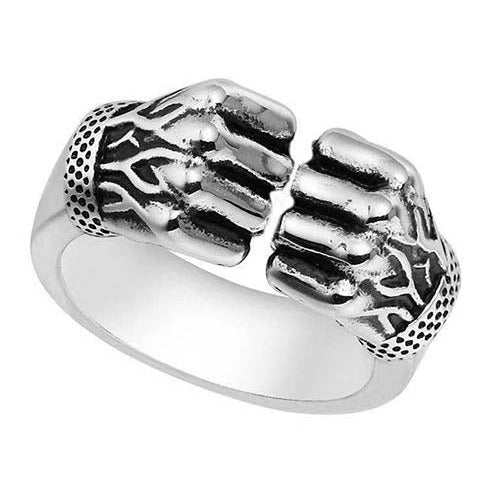 Silver Tone Fist Punch Adjuatable Ring R63 Size P+