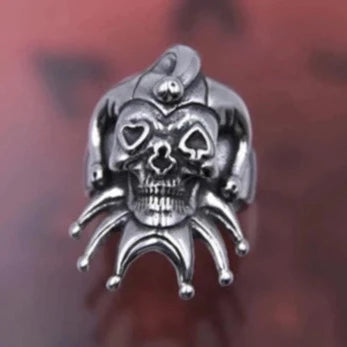 Silver Tone Jester Face Size N/O Ring R25