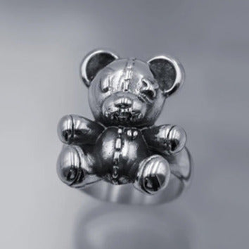 Silver Tone Little Bear Ring R70 Size N/O