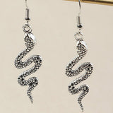 Silver Tone Snake Earrings E68