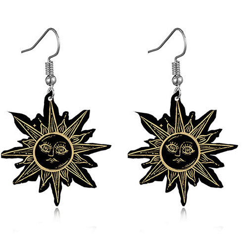 Acrylic Black Sun Earrings E162