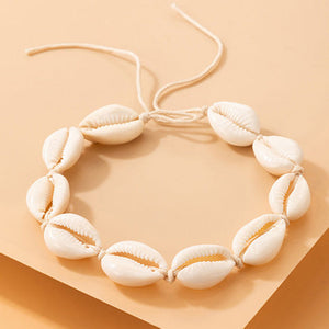 Resin Shell Shape Corded Cream Anklet A5 (Large fit up to 35cm)