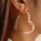 Gold Tone Large Triple Heart Shape Earrings E5