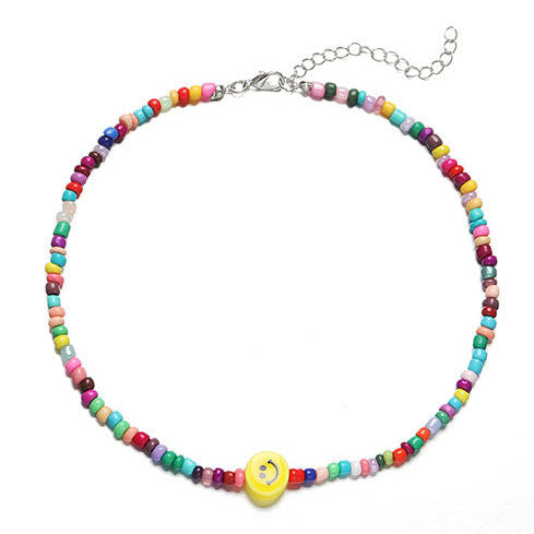 Beaded Multi Colour Smiley Face Choker/Necklace N37