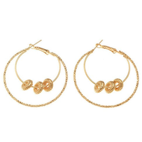Gold Tone Double Hoop  Earrings E173