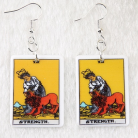 Resin 'Strength' Tarot Earrings E147