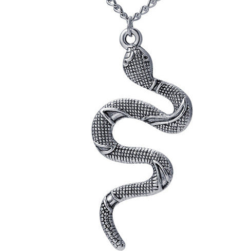 Silver Tone Snake Pendant Necklace N78