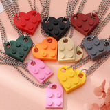 Silver Tone Double Friendship Orange Heart Lego Necklaces N27