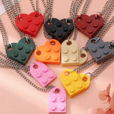 Silver Tone Double Friendship Pink Heart Lego Necklaces N27