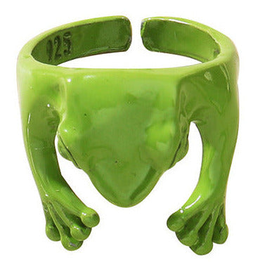 Green Cheeky Frog Adjustable Ring R20