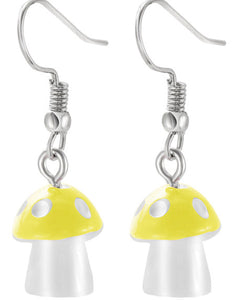 Acrylic Small Yellow Toadstool Earrings E93