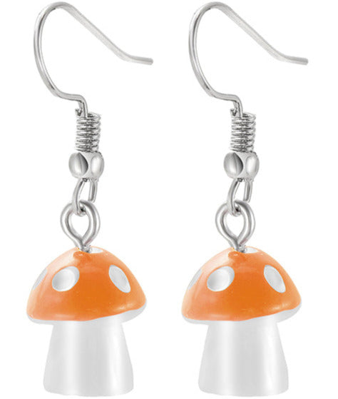 Acrylic Small Orange Toadstool Earrings E93